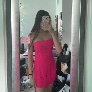 Sherri Hill Pink Bandage Dress